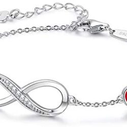 CDE 925 Sterling Silver Anklet Bracelet Infinity Heart Symbol Charm Adjustable Women Jewelry Gift Embellished with Crystals from for Mother’s Day with Box