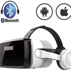 VR Headset with Bluetooth Headphones, Eye Protected HD Virtual Reality Headset,VR Glasses for iPhone and Android Phone Within 4.7-6.2Screen