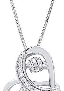 Dancing Diamond”Love Wrapped” Heart Pendant Necklace in 925 Sterling Silver by Parade of Jewels (1/6 ct.tw.), 18″