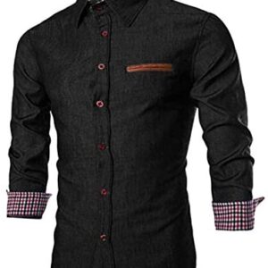 COOFANDY Men’s Casual Dress Shirt Button Down Shirts Long-Sleeve Denim Work Shirt