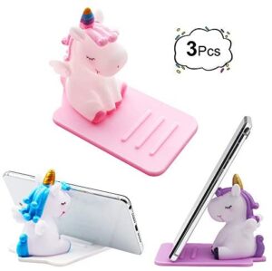 3 Pack Unicorn Phone Holder, Cute Unicorn Desktop Cell Phone Stand Holder Adjustable Stand, Compatible with All Mobile Smart Phone, Tablet Office Decor Desk Smartphone Dock Unicorn Gift for Girl