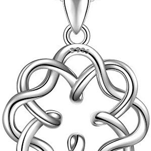 ANGEMIEL 925 Sterling Silver CZ Good Luck Celtic Knot Cross Vintage Pendant Necklace Womens