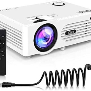 QKK [2020 Upgrade 4200Lux] Potable Mini Projector [with Tripod] LED Projector Full HD 1080P Supported, 170″ Display for TV Stick, Video Game DVD Player, Smartphone Home Theater, Dual USB Port