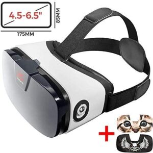 VR Headset – Virtual Reality Goggles by VR WEAR 3D VR Glasses for iPhone 6/7/8/Plus/X & S6/S7/S8/S9/Plus/Note and Other Android Smartphones with 4.5-6.5″ Screens + 2 Stickers