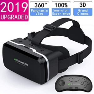 HD VR Headset with Remote Controller,3D Glasses Virtual Reality Headset for VR Games & 3D Movies, VR Headset for iPhone & Android Phone