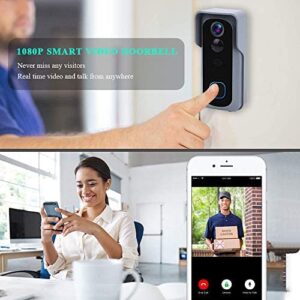 Wsdcam Doorbell Camera Wi-Fi with Motion Detector, Night Vision, 166° Wide Angle, Two-Way Audio, Waterproof 1080P HD Video Doorbell for Home Apartments with Phone Apps