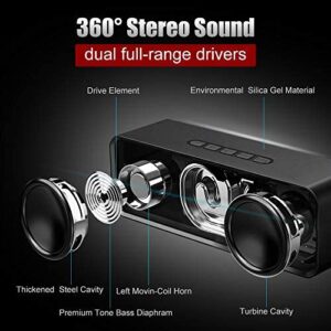 Bluetooth Speaker V5.0+EDR, Portable Wireless Speakers with Built-in Mic, Stereo Loud Sound with Dual Drivers, 12 Hours Playtime, Handsfree Calling, Waterproof【New Version】