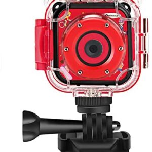 PROGRACE Children Kids Camera Waterproof Digital Video HD Action Camera 1080P Sports Camera Camcorder DV for Boys Birthday Learn Camera Toy 1.77” LCD Screen(Red)