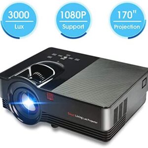 Zeacool Mini Video Projector, Portable Movie Projector with 170″ & 1080P Support, Compatible with Fire TV Sticks, PS4, Smartphones, PCs & More for Home Theater Entertainment
