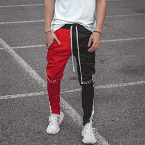 WOCACHI Mens Joggers Pants Color Block Patchwork Sports Side Stripe Active Gym Running Street Style Workout Sweatpants