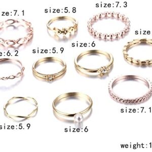Gmai Bohemian Vintage Women Crystal Joint Knuckle Nail Ring Set of 10 pcs Finger Rings Punk Ring Gift