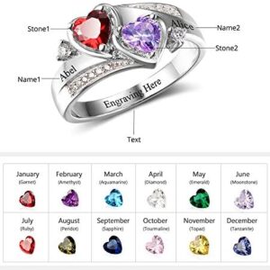 Personalized Simulated Birthstones Promise Rings for Her Engraved Names Engagement Rings Bridesmaid Gifts