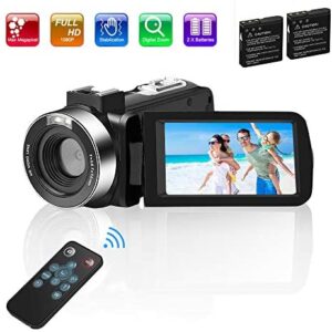 Video Camera Camcorder Comkes Digital vlogging Camera for YouTube Full HD 1080P 30FPS 30.0MP 18X Digital Zoom Camcorder with 2 Batteries and Remote Control