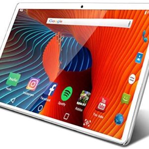 Tablet 10.1 inch Android Tablet with 2GB+32GB, 3G Phone Tablets & Dual Sim Card & 2MP+ 5MP Dual Camera, Quad Core Processor, 1280×800 IPS HD Display,GPS, FM (Silver)