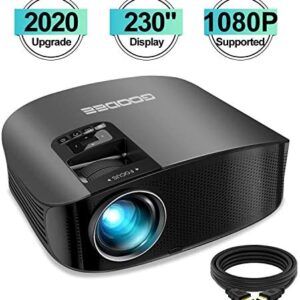 Projector, GooDee 2020 Upgrade HD Video Projector Outdoor Movie Projector, 230″ Home Theater Projector Support 1080P, Compatible with Fire TV Stick, PS4, HDMI, VGA, AV and USB