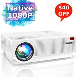 Projector, WiMiUS Newest P28 7000 Lumens LED Projector Native 1920×1080 Video Projector Support 4K Dolby 300’’ Screen 4D ±50°Keystone Correction for Home Theater and PPT Presentation