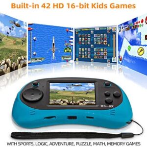LIVKIDS Kids Portable Game Player, RS-8X 16 Bit HD Handheld Game Console Built-in 42 Classic Games 2.5 Inch Retro Video Games Console (Blue)