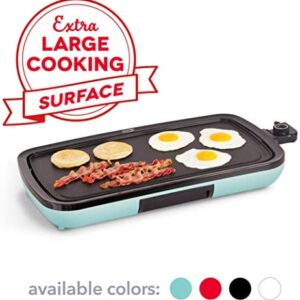 DASH DEG200GBAQ01 Everyday Nonstick Electric Griddle for Pancakes, Burgers, Quesadillas, Eggs & other on the go Breakfast, Lunch & Snacks with Drip Tray + Included Recipe Book, 20in, Aqua