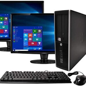 (Renewed) HP Elite Desktop Computer, Intel Core i5 3.1GHz, 8GB RAM, 1TB SATA HDD, Keyboard & Mouse, Wi-Fi, Dual 19in LCD Monitors (Brands Vary), DVD-ROM, Windows 10,