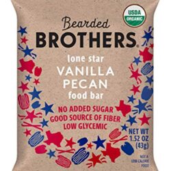 Bearded Brothers Vegan Organic Food Bar | Gluten Free, Paleo and Whole 30 | Soy Free, Non GMO, Low Glycemic, No Sugar Added, Packed with Protein, Fiber + Whole Foods | Vanilla Pecan | 5 Pack