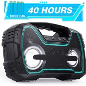 Portable IPX7 Waterproof Bluetooth Speakers, 40-Hour Playtime Wireless Outdoor Speaker, 25W Rich Bass Impressive Sound, Stereo Pairing, Built-in Mic, 100ft Bluetooth, LED Lights for Home Party