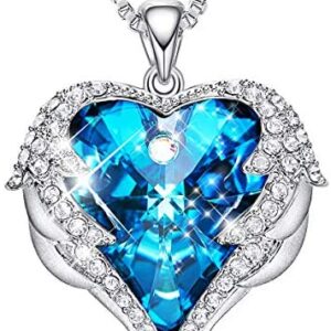 CDE Angel Wing Necklaces for Women Mothers Day Jewelry Gifts Pendant Necklace Heart of Ocean Jewelry with Gift Box
