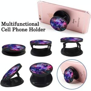 Multi-Functional Galaxy Pattern Cell Phone Finger Foldable Expanding Stand Holder Kickstand Hand Grip Car Mount Hooks Widely Compatible with Almost All Phones/Cases