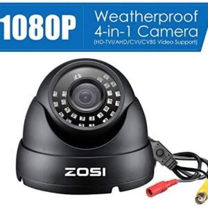 ZOSI 2.0MP FHD 1080p Dome Camera Housing Outdoor Indoor (Hybrid 4-in-1 CVI/TVI/AHD/960H Analog CVBS),24PCS LEDs,80ft IR Night Vision,CCTV Security Camera with 105° Wide Angle