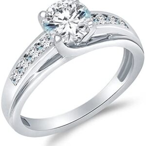 Solid 925 Sterling Silver Solitaire Round CZ Cubic Zirconia Engagement Ring 1.5ct