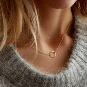 Dainty Disc Chokers Necklace Layered Circle Necklace Bar Y Pendant Necklace 14K Real Gold Plated Necklace for Women