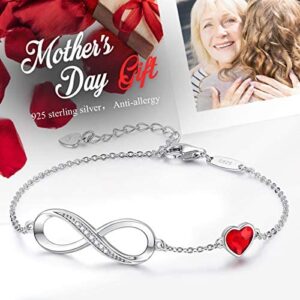 CDE 925 Sterling Silver Anklet Bracelet Infinity Heart Symbol Charm Adjustable Women Jewelry Gift Embellished with Crystals from for Mother’s Day with Box