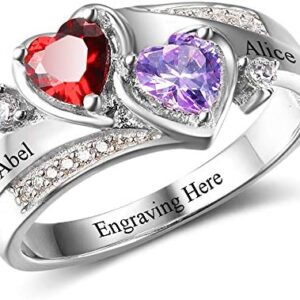 Personalized Simulated Birthstones Promise Rings for Her Engraved Names Engagement Rings Bridesmaid Gifts