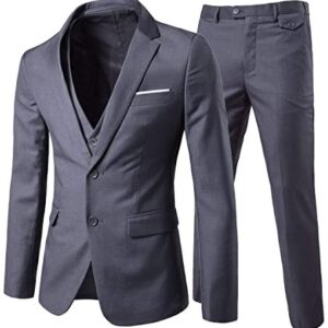 Cloudstyle Men’s 3-Piece 2 Buttons Slim Fit Solid Color Jacket Smart Wedding Formal Suit