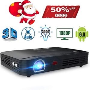 Projector 3500lumens Mini Portable DLP 3D Video Projector Max 300 ” Home Theater Projector Support 1080P HDMI WiFi Bluetooth USB VGA PS4 Great for Gaming Business Education Built-in Speaker&Battery