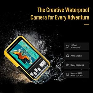 Underwater Waterproof Digital Camera for Snorkeling FHD 2.7K 48MP Selfie Dual Screen Video Camcorder Point & Shoot Digital Camera