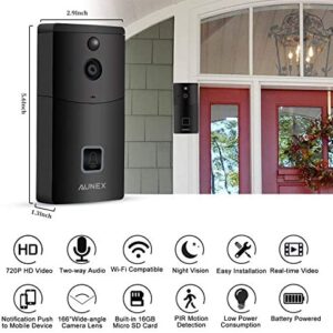 AUNEX Video Wireless Doorbell, Black