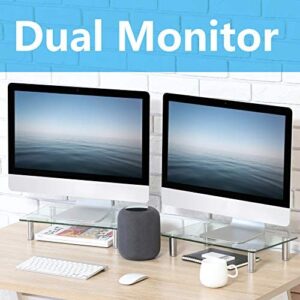 FITUEYES Computer Monitor Riser Stand with Height Adjustable Desktop for Laptop Dual Monitors Xbox One/Component/Flat Screen TV -2 Pack,DT103803GC