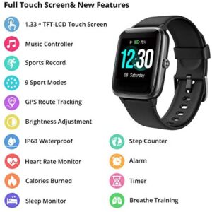 Fitpolo Fitness Tracker with Heart Rate Monitor, Smart Watch 1.3 inches Color Touch Screen IP68 Waterproof Step Calorie Counter Sleep Monitoring Pedometer Watches Activity Trackers for Women Men Kids
