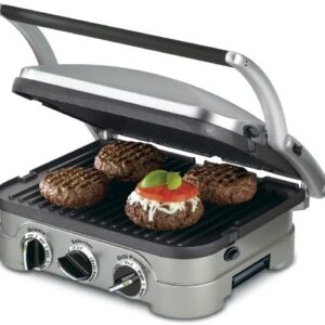 Cuisinart GR-4N 5-in-1 Griddler, 13.5″(L) x 11.5″(W) x 7.12″(H), Silver with Silver/Black Dials