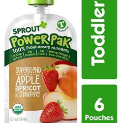 Sprout Organic Stage 4 Toddler Food Power Pak Pouches, Superblend w/ Apple Apricot & Strawberry, 4 Ounce (Pack of 6)