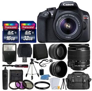 Canon EOS Rebel T6 Digital SLR Camera with 18-55mm EF-S f/3.5-5.6 is II Lens + 58mm Wide Angle Lens + 2X Telephoto Lens + Flash + 48GB SD Memory Card + UV Filter Kit + Tripod + Full Accessory Bundle