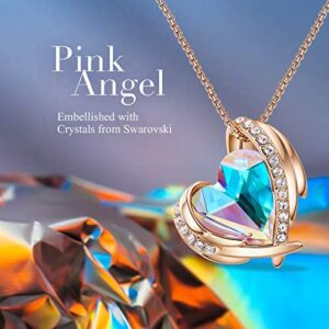 CDE 18K White/Rose Gold Birthstone Necklaces for Mother’s Day Jewelry Gifts for Women, Heart Pendants
