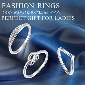 Adramata 4 Pcs Stainless Steel Engagement Wave Ring for Women Cute Thumb Band Rings Set