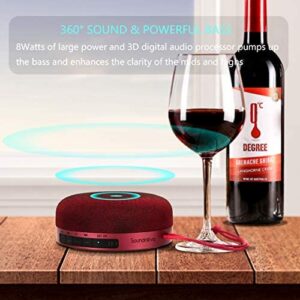 Burgundy Color Soundnova N1 8W 3D Bass Shower Speaker, IPX5 Waterproof Speaker, 15H Music, Premium Small Portable Wireless Bluetooth Speaker for iPhone Phone Tablet Gift Party- Travel Case Included