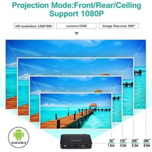Projector 3500lumens Mini Portable DLP 3D Video Projector Max 300 ” Home Theater Projector Support 1080P HDMI WiFi Bluetooth USB VGA PS4 Great for Gaming Business Education Built-in Speaker&Battery