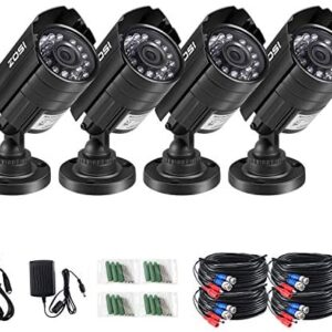 ZOSI 4PK 1920TVL 1080P Security Camera 3.6mm Lens 24 IR-LEDs 2.0MP CCTV Camera Home Security Day/Night Waterproof Camera for 720P / 1080N / 1080P/5MP/4K Analog DVR Systems