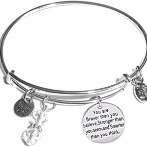 Hidden Hollow Beads Women’s Made in USA Stainless Steel Message Charm Expandable Wire Bangle Bracelet, Popular, Stylish and Trendy, Arrives in a Gift Box.