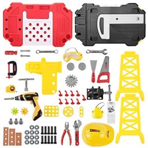 Toy Tool, 83 Pieces Kids Construction Toy Workbench for Toddlers Kids Workbench Construction Tool Bench Set, Boys Toy Work Shop for Toddlers