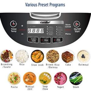 COMFEE’  5.2Qt Asian Style Programmable All-in-1 Multi Cooker, Rice Cooker, Slow cooker, Steamer, Sauté, Yogurt maker, Stewpot with 24 Hours Delay Timer and Auto Keep Warm Functions