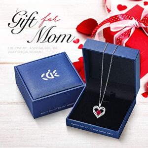 Heart Necklace 925 Sterling Silver Rose Gold Plated 5A Cubic Zirconia Birthstone Pendant Necklaces for Women Mother Days’ Jewelry Gift with Box
